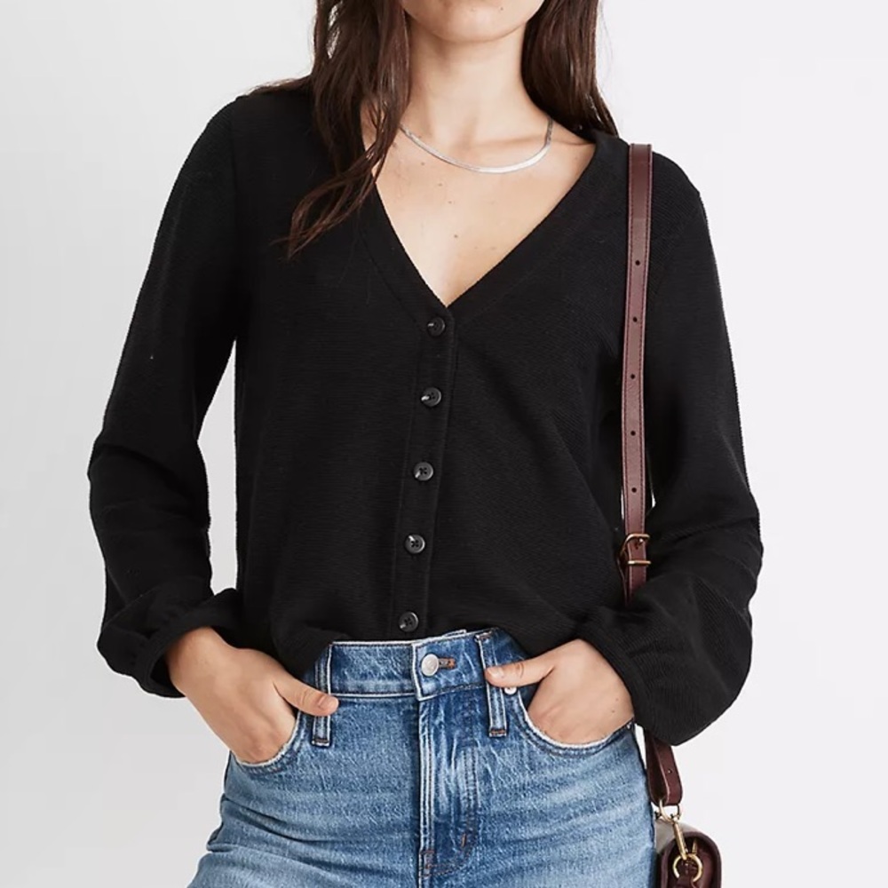 Madewell Womens Bubble Sleeve Cardigan Top Sz XL